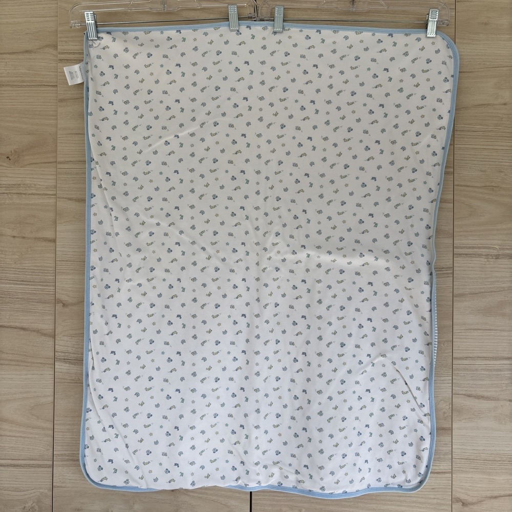 Bright Future Cotton Baby Blanket Blue Stripe Puppy Kitty Bug Animal 35x26.5"